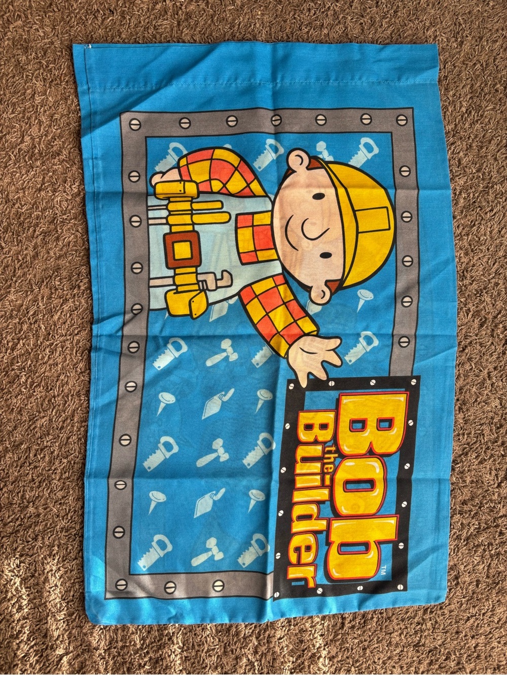 Vintage 2001  Bob the Builder Blue Kids king size pillow case